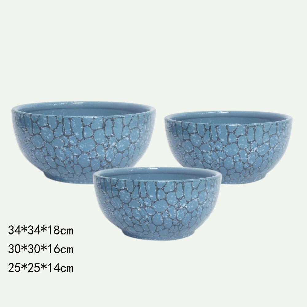 Brushstroke Glaze Bowl Ceramic Planter Set B010