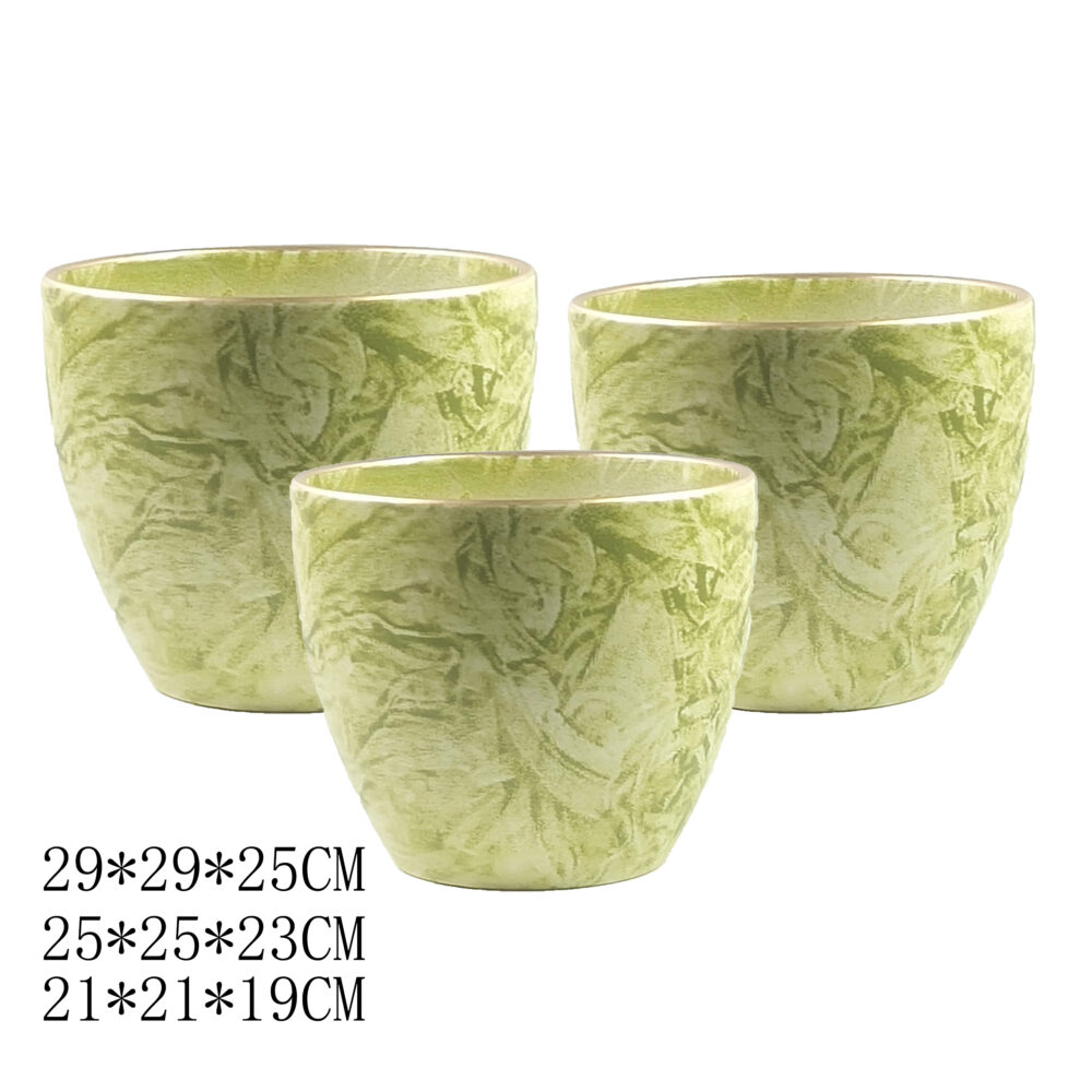 Speckled Glaze Tapered Ceramic Planter Set  B011