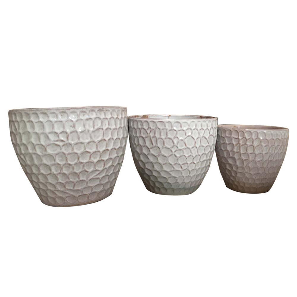 Textured Ceramic Plant Pot Set  B012