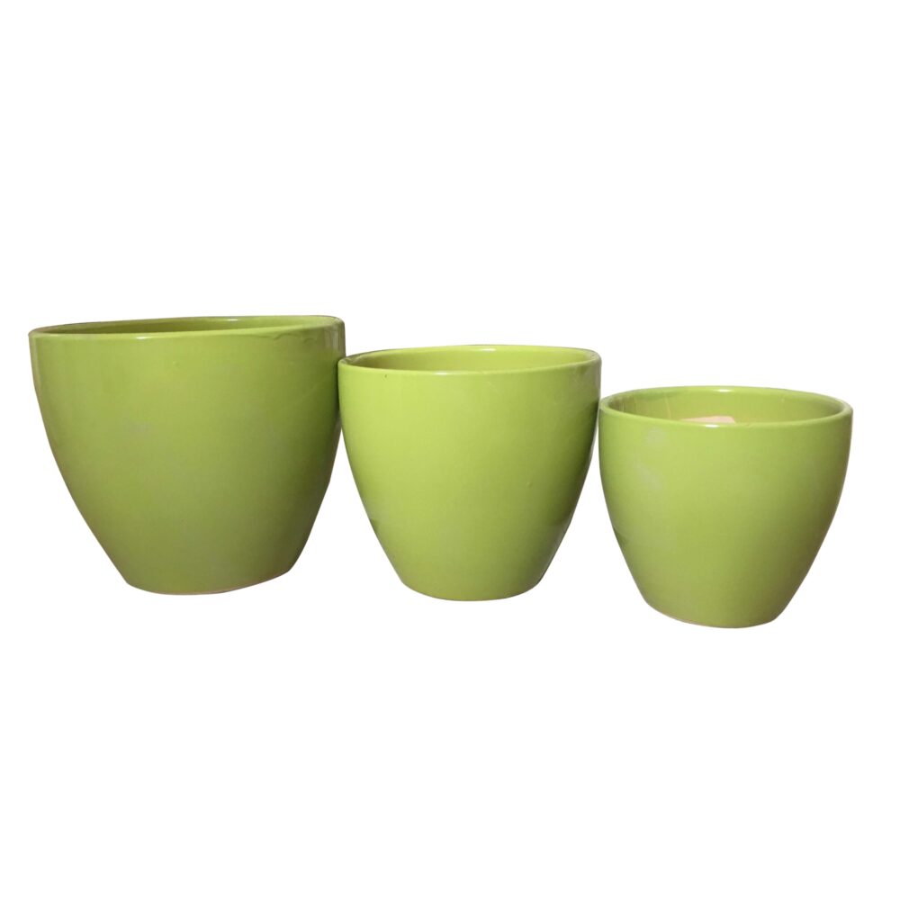 Drip Glaze Striped Ceramic Plant Pot Set  B017